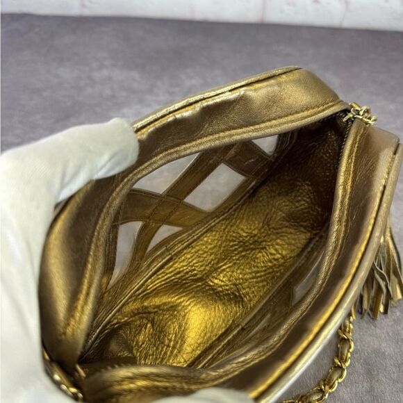 Chanel Metallic Lambskin PVC Tassel Camera Case Gold - Picture 12 of 16